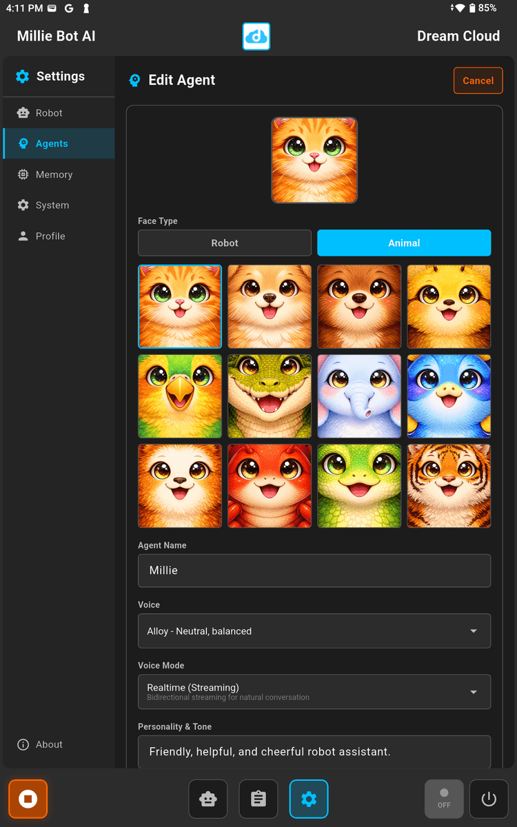 MillieBot Face App