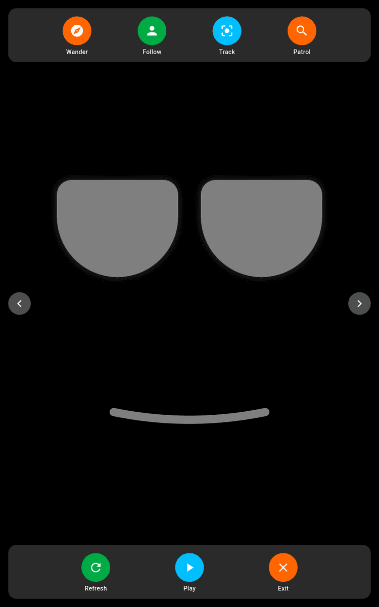 Robot face with autonomous mode controls