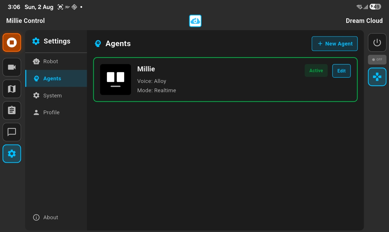 Agent list showing available personalities