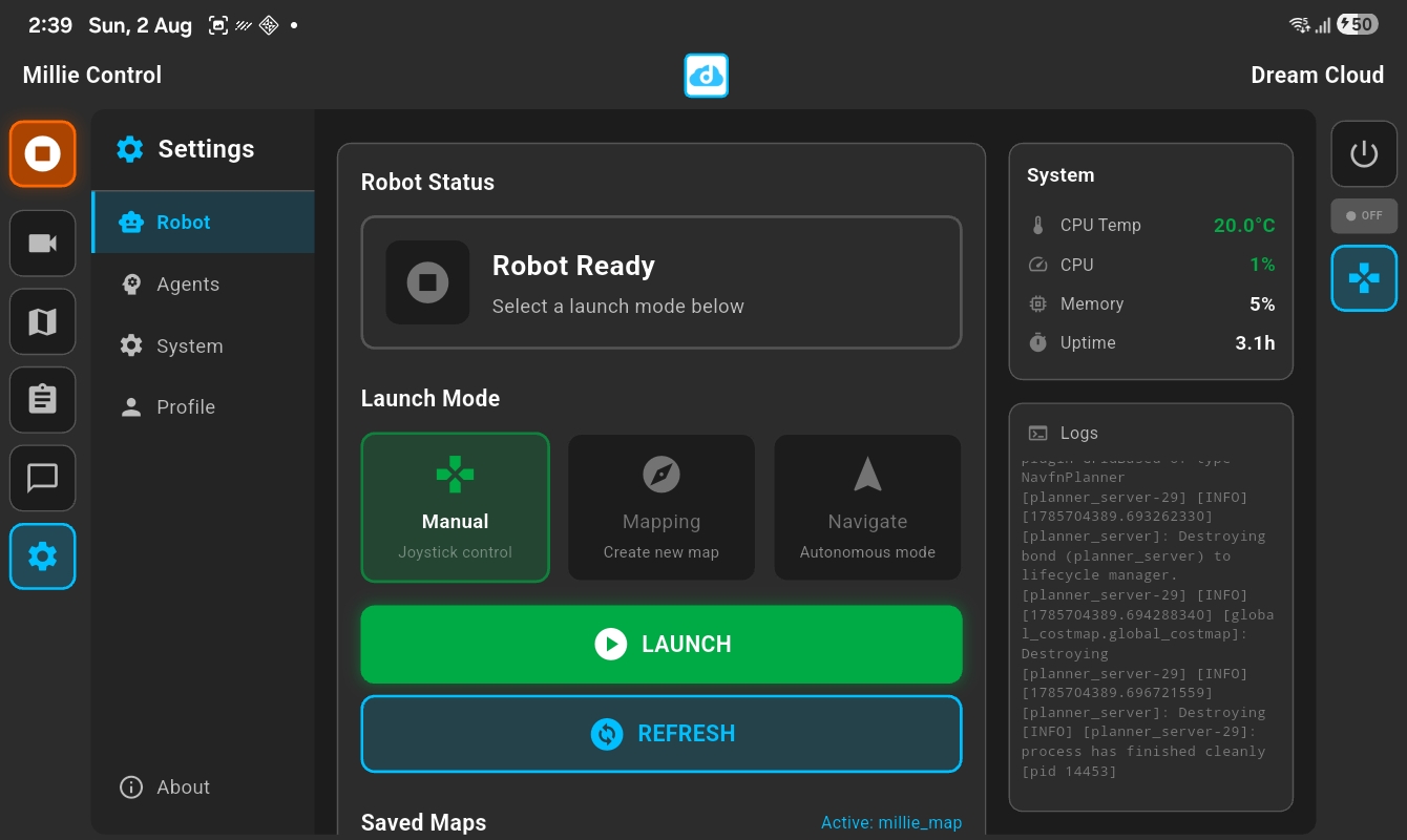 Settings panel with Manual mode selected