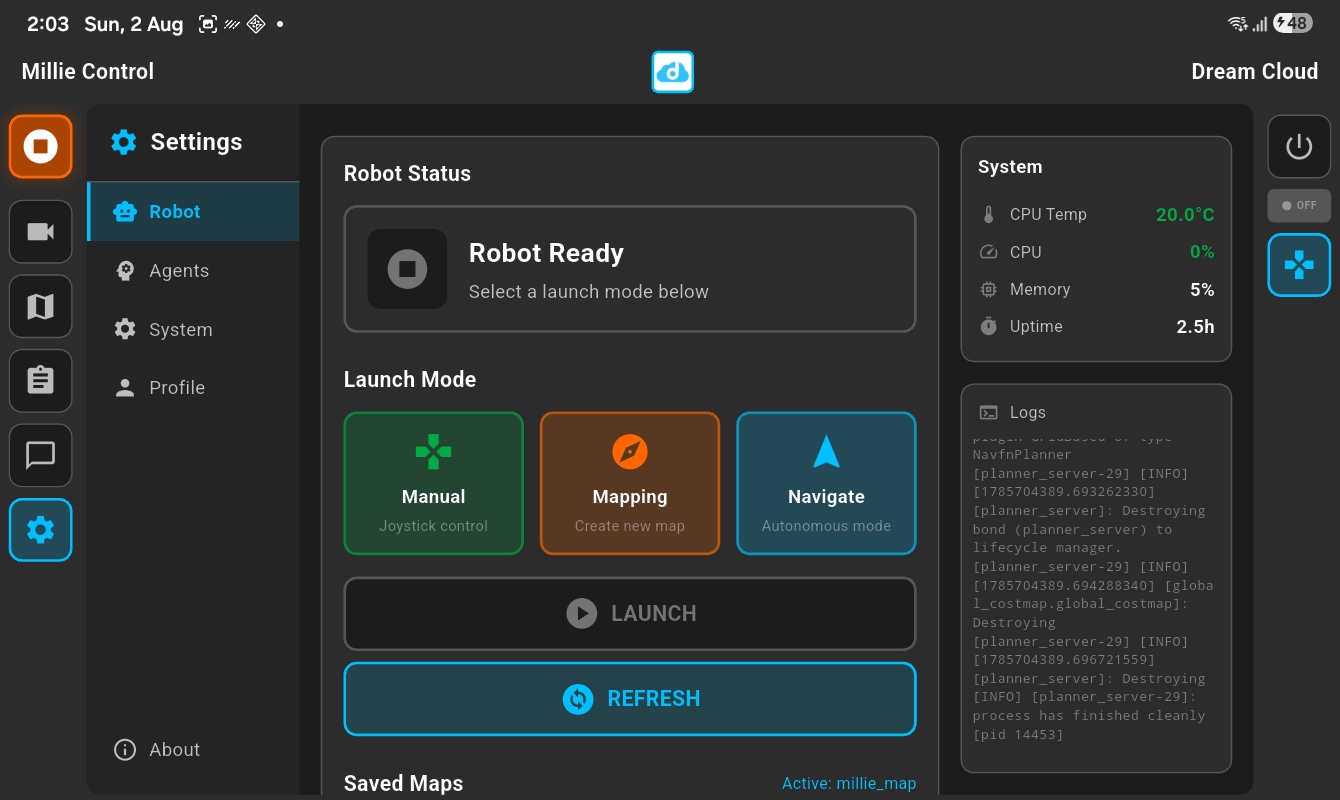 Millie Bot Controller App